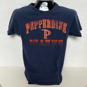 Colosseum Men’s Navy Orange PEPPERDINE WAVES Graphic Short Sleeve T-shirt Size M